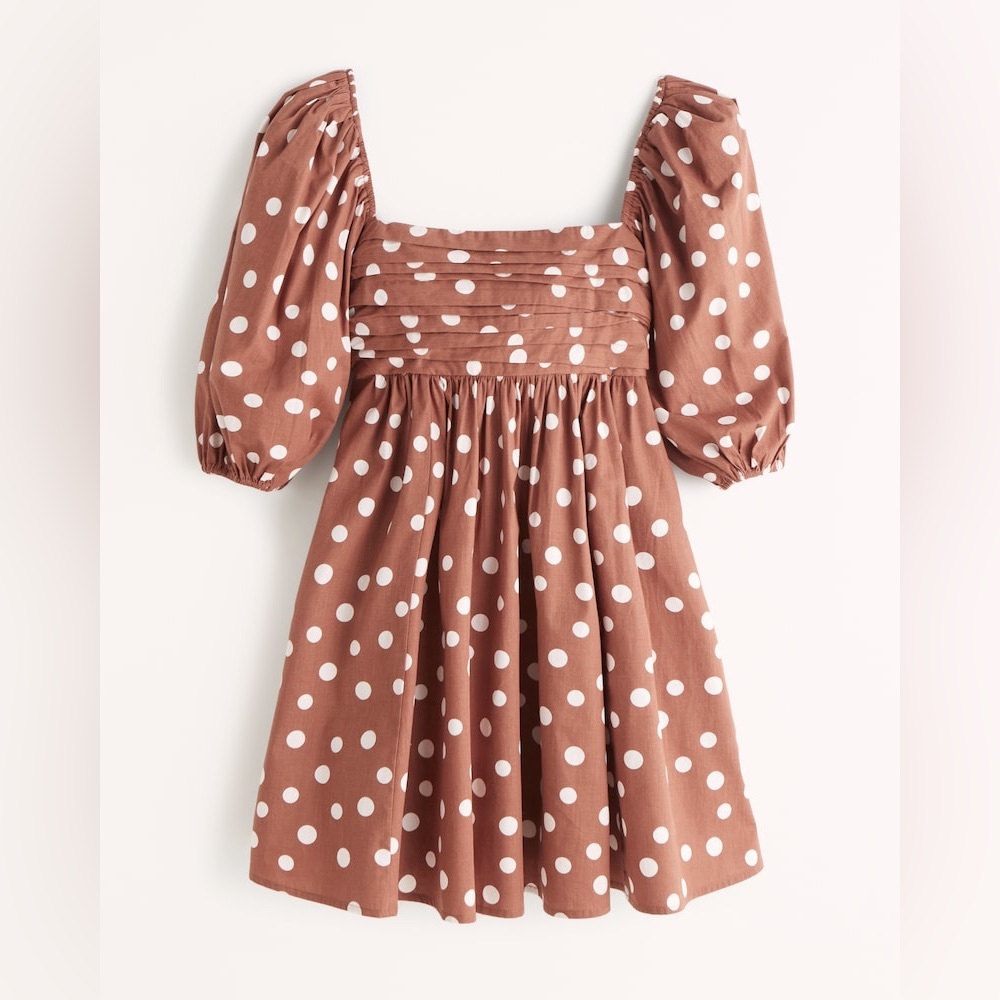 NWT ABERCROMBIE RUCHED BODICE PUFF SLEEVE MINI DRESS